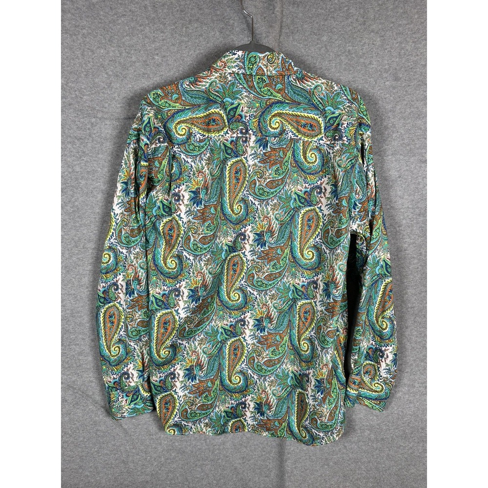 Alan Flusser Mens L Paisley Shirt Multicolor 100% Cotton Long Sleeve Button Up